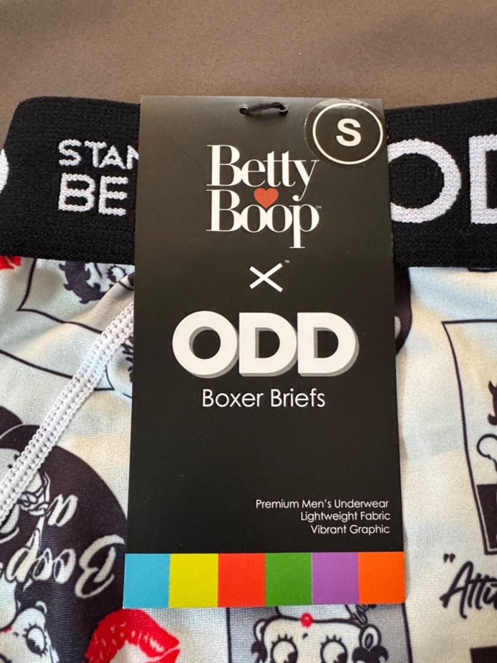 ODD Betty Boop Men's Boxer Briefs in White, Black & Red - Picture 2 of 4
